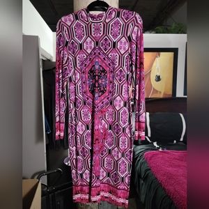 Venus Fushia Print Form Fitted Midi Large